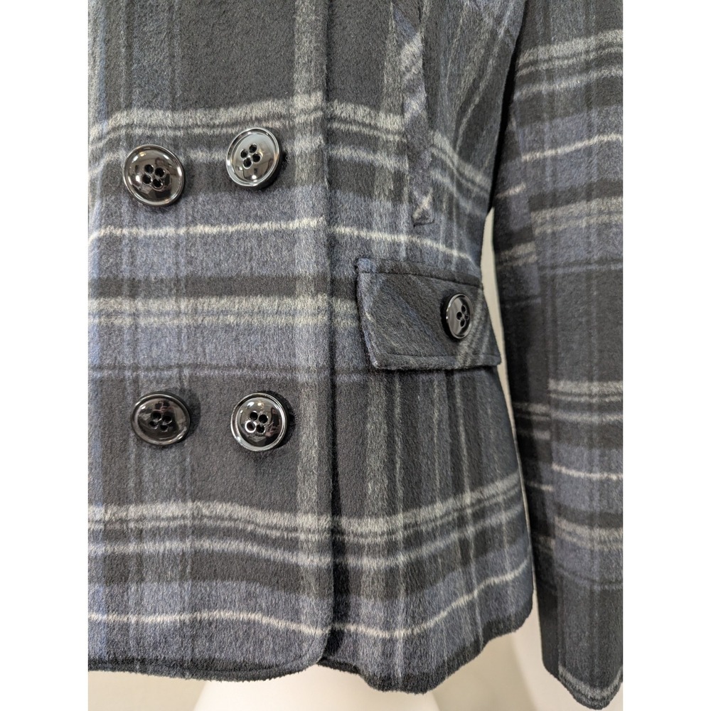 Maralyn & Me Gray and Black Wool Blend Plaid Peacoat Women's Size Medium - Picture 6 of 9